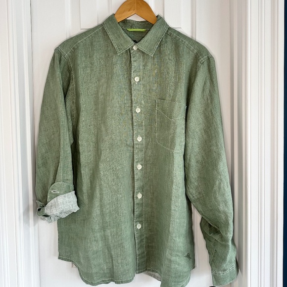 Tommy Bahama Men's Sea Glass Breezer Green Linen Shirt NWOT - Picture 3 of 6
